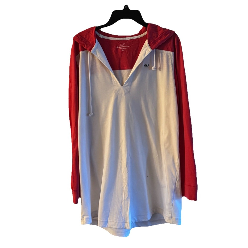 Vineyard Vines Women's White Hooded Lightweight Beach Cover Up Size XL Pre-owned